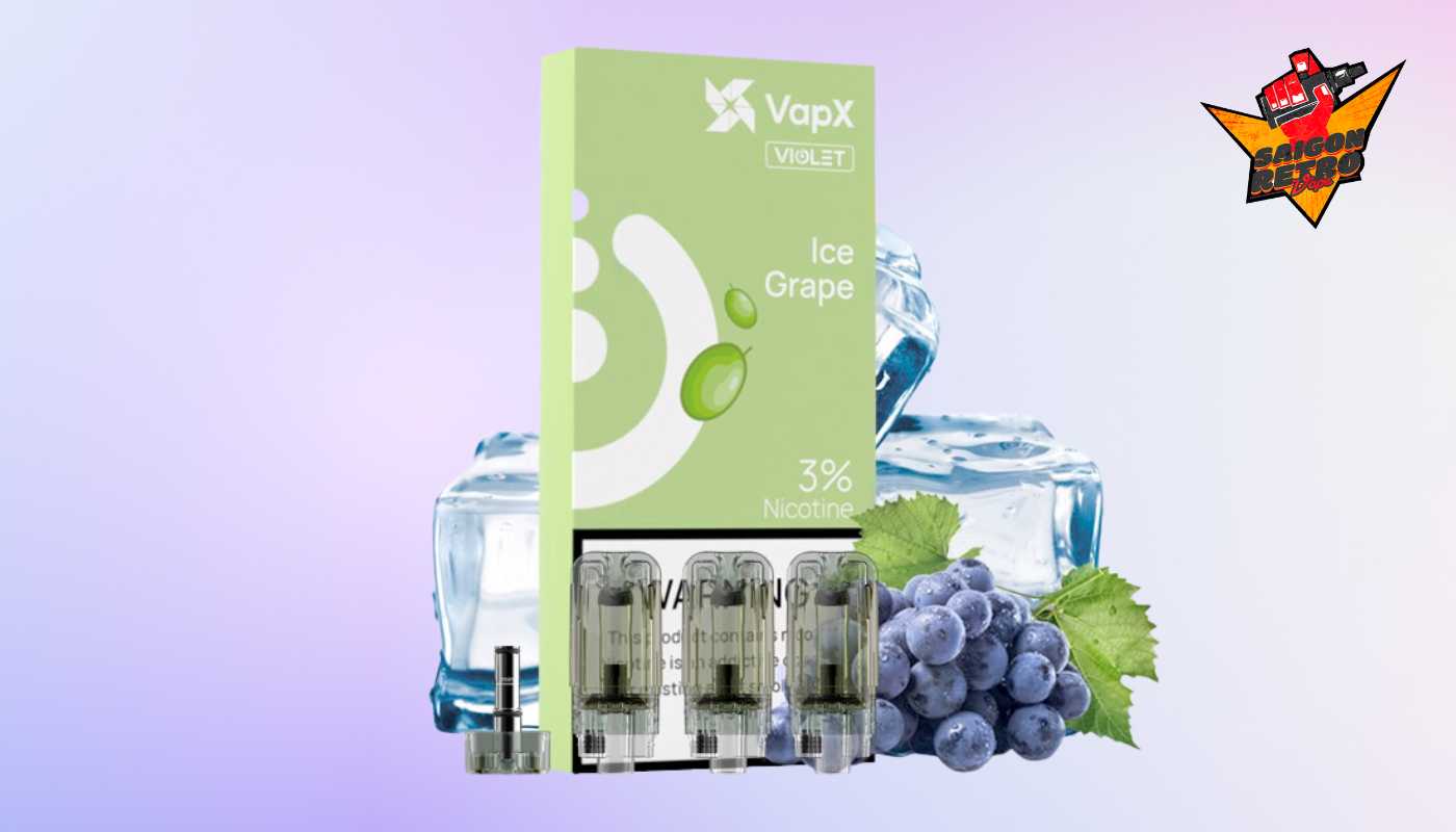 Thuốc lá điện tử VapX Violet YK6 vị Ice Grape - Nho Lạnh