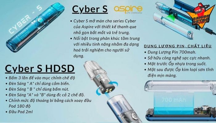 mua Aspire Cyber S Pod Kit chính hãng tại Saigon Retro Vape