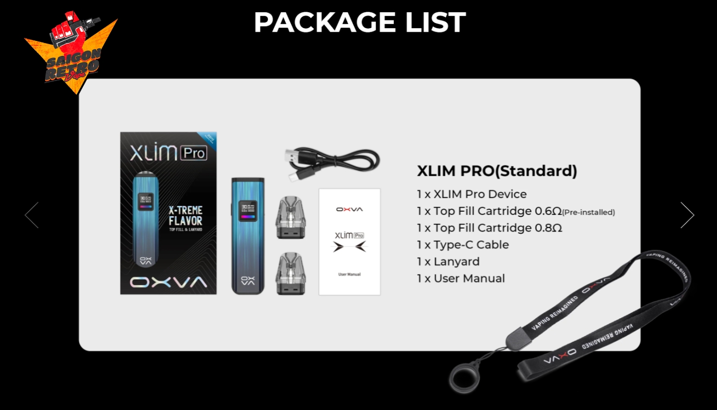 Bên trong hộp sản phẩm OXVA Xlim Pro có gì?