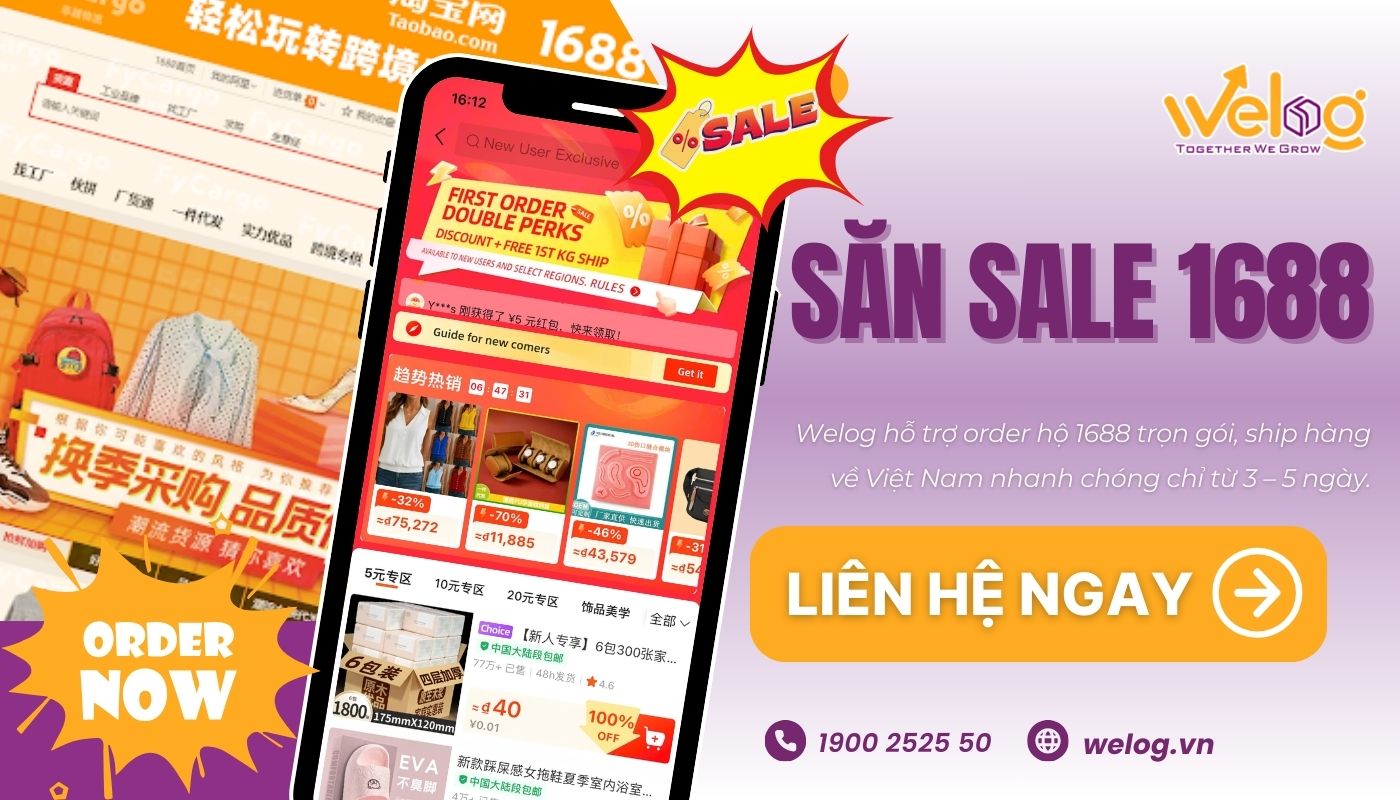 Dịch vụ mua hộ hàng sale 1688 tại Welog Logistics